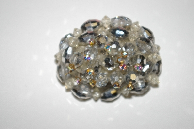 +MBA #25-598  Vintage Silver AB Crystal Bead Pin