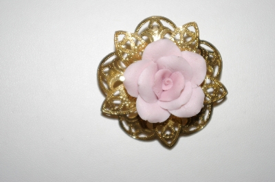 +MBA #25-660  Vintage Pink Porceline Rose Pin