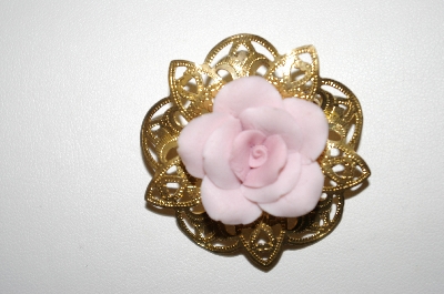 +MBA #25-660  Vintage Pink Porceline Rose Pin