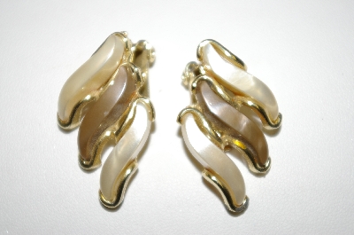 +MBA #25-662  Vintage Two Tone Thermoplastic  Clip On Earrings