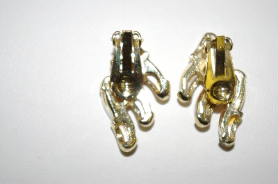 +MBA #25-662  Vintage Two Tone Thermoplastic  Clip On Earrings