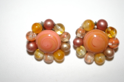 +MBA #25-665  Vintage Made In Japan Multi Colored Glass Bead Clip On's
