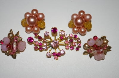 +MBA #25-607  "Vintage 2 Pairs Of Clip On's & 1 Rhinestone Pin