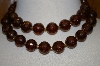 +MBA #25-567  "Vintage Brown Acrylic Glitter Bead Necklace With Matching Clip On Earrings