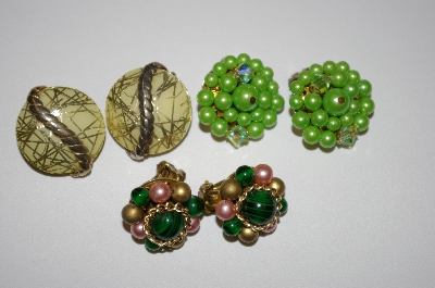 +MBA #25-635  "Lot Of (3) Pairs Of Vintage Clip On Earrings
