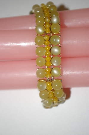+MBA #25-572  Vintage Yellow Acrylic Bead Bracelet