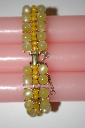 +MBA #25-572  Vintage Yellow Acrylic Bead Bracelet
