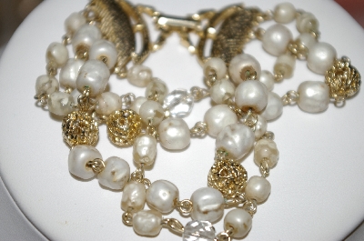 +MBA #25-397  Vintage Faux Pearl 4 Row Bracelet