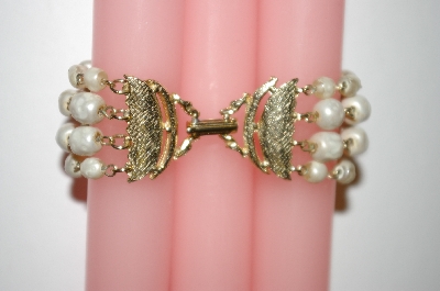 +MBA #25-397  Vintage Faux Pearl 4 Row Bracelet