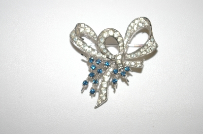 +MBA #24-128  2 Vintage Silver Tone Rhinestone Pins