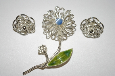 +MBA #25-387  3 Pieces Of Vintage Silver Tone Jewelry