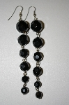 +MBA #25-368  Black Acrylic Bead Drop Pierced Earrings