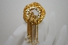 +MBA #6-1407  Vintage Gold Plated Chain Style Rhinestone Pin/Pendant Combo