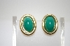 +MBA #6-1296   Kenneth J. Lane Gold Tone Green Magnetic Clip On Earrings