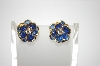 +MBA #6-1375  "Vintage Blue Acrylic Stone Pierced Earrings