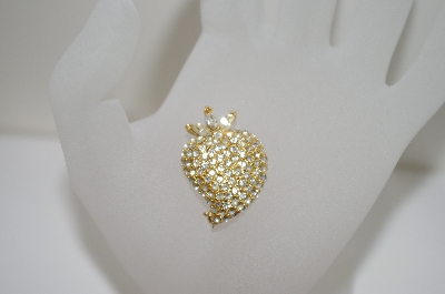 +MBA #6-1180   Vintage Clear Rhinestone Strawberry Pin
