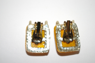 +MBA #6-1131  Vintage Gold Thermoplastic  & Seed Pearl Earrings