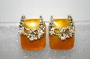 +MBA #6-1131  Vintage Gold Thermoplastic  & Seed Pearl Earrings