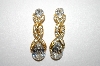 +MBA #6-1182   Monet Gold Tone Clear Rhinestone Clip On Earrings