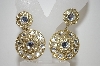 +MBA #6-1140   Vintage Large Goldtone Rhinestone Clip On Earrings