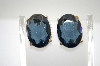 +MBA #6-1277   Vintage Blue Glass Clip On Earrings