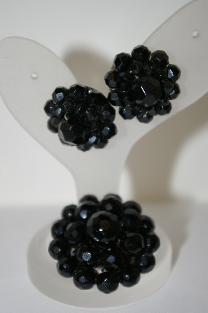 +MBA #6-1096   3 Piece Set Of Black Stone Vintage Jewelry