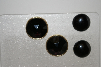 +MBA #6-1392   2 Pairs Vintage Black Stone Earrings