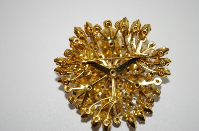 +MBA #6-1150   Vintage Large Multi Colored Rhinestone Brooch