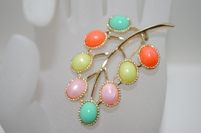 +MBA #6-1186   Sarah Coventry Gold Tone Pastel Acrylic Pin