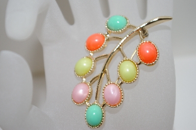 +MBA #6-1186   Sarah Coventry Gold Tone Pastel Acrylic Pin