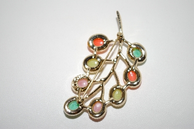 +MBA #6-1186   Sarah Coventry Gold Tone Pastel Acrylic Pin