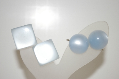+MBA #6-0995   2 Pairs Vintage Blue Thermoplastic  Earrings