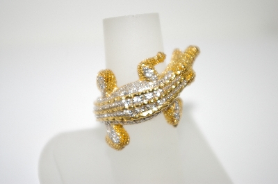 +MBA #6-1459  18K Vermeil White Zircon Crocodile Ring