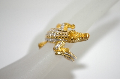 +MBA #6-1459  18K Vermeil White Zircon Crocodile Ring