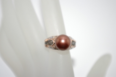 +MBA #6-1433  14K Rose Gold Tahitian Pearl & Diamond Ring
