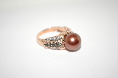 +MBA #6-1433  14K Rose Gold Tahitian Pearl & Diamond Ring