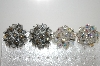 +MBA #6-1034   2 Pairs Vintage Silver Tone Crystal Bead Clip On Earrings