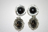 +MBA #6-0947   2 Pairs Vintage Black Stone Earrings