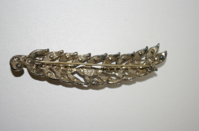 +MBA #6-1157   Vintage "LN-25" Rhinestone Feather Pin
