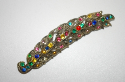 +MBA #6-1157   Vintage "LN-25" Rhinestone Feather Pin