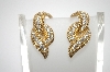 +MBA #6-1258   Boucher Gold Tone Clear Rhinestone Clip On Earrings