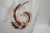 +MBA #6-1049  "Trafari Gold Tone Purple Rhinestone & Enamel Pin
