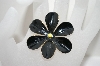+MBA #6-1077   Sandor Co. Gold Tone Black Enameled Flower Pin