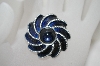 +MBA #6-1071   Vintage Blue Enameled Silver Tone Pin
