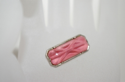 +MBA #6-1369  Vintage Silver Tone Pink Glass Stone Pin