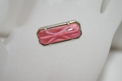 +MBA #6-1369  Vintage Silver Tone Pink Glass Stone Pin