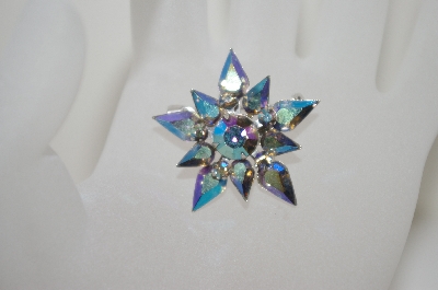 +MBA #6-1415  Coro Silver Tone AB Rhinestone Pin