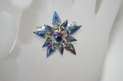+MBA #6-1415  Coro Silver Tone AB Rhinestone Pin