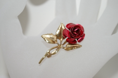 +MBA #6-1363  Vintage Gold Plated Rose Pin