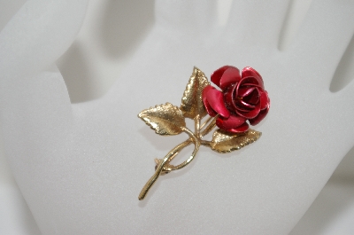 +MBA #6-1363  Vintage Gold Plated Rose Pin